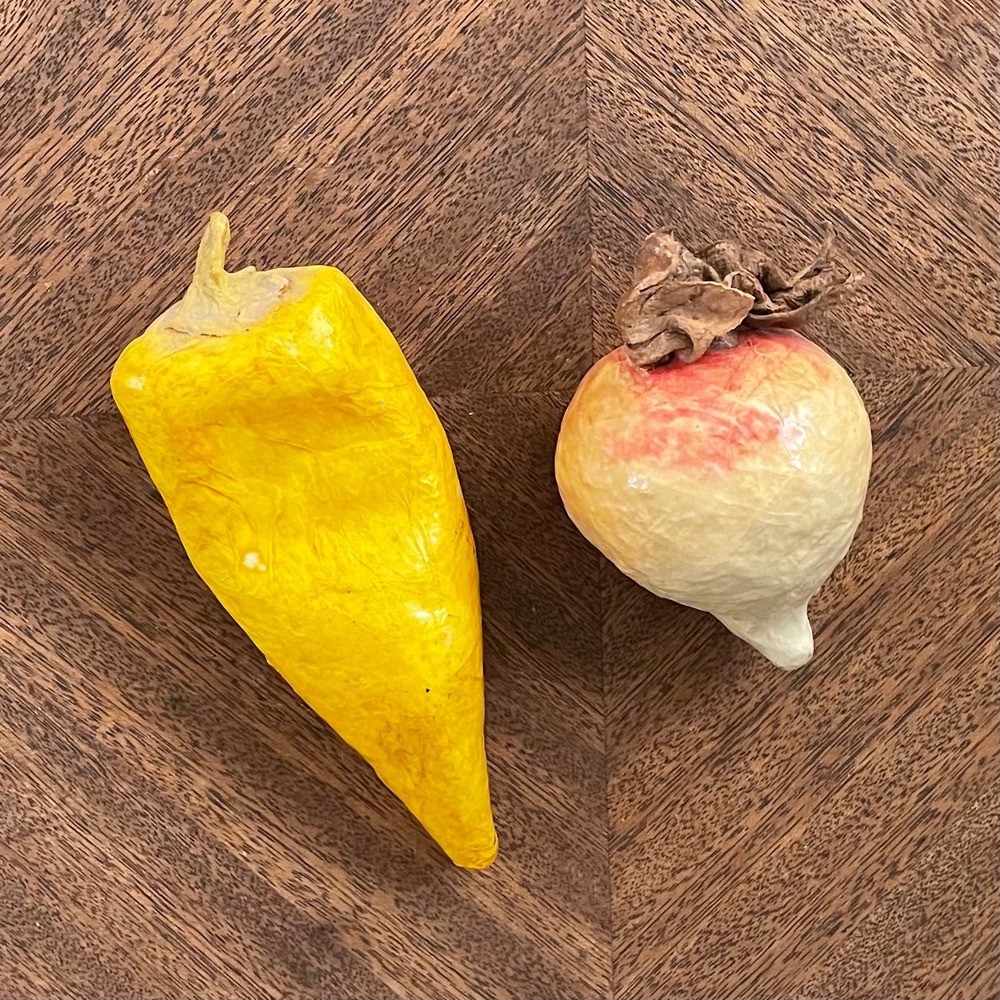 Papier Mache Vegetables Veggies Yellow Pepper & Turnip Paper Prop Home Decor